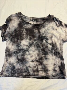 AEO American Eagle Soft & Sexy Black White Gray Tie Dye Crop Top